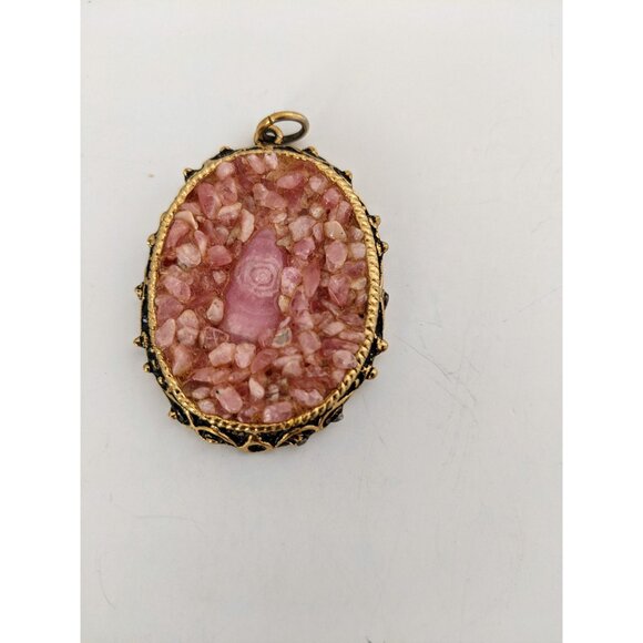 Rose Quartz Pendant Crushed Rose Quartz Pendant Pink Stone Pendant - Picture 9 of 10